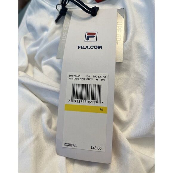 Fila Mens Medium White Short Sleeve Crew Neck T Shirt UPF 50+ NWT Tennis - Picture 4 of 6
